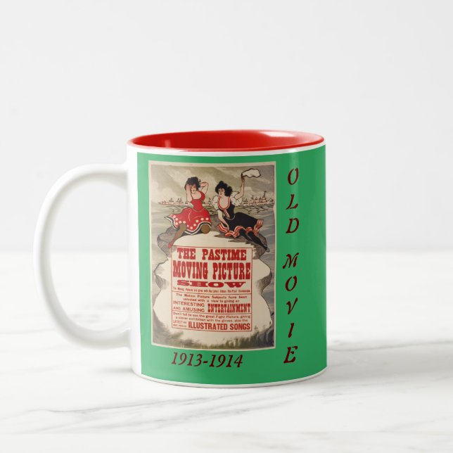Caneca De Café Em Dois Tons Pastime Moving Picture Old Movie Poster Mug (Esquerda)