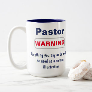 Caneca De Café Em Dois Tons Pastor Advertindo Mug Humoroso