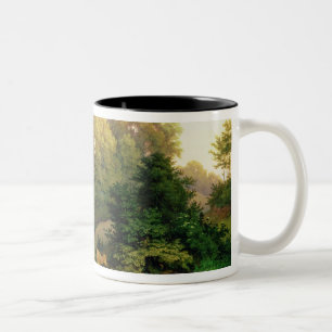 Caneca De Café Em Dois Tons Pastor e Shepherdess em uma paisagem alemão