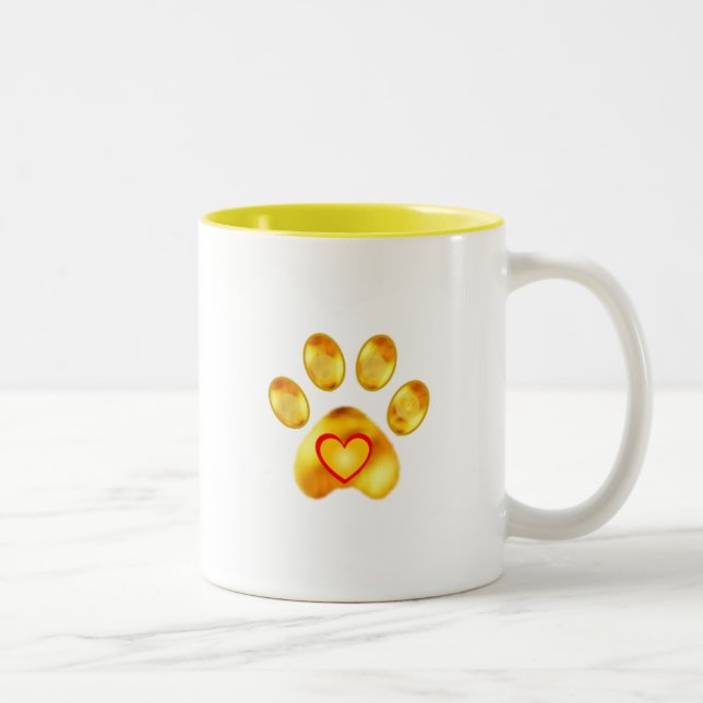 Caneca De Café Em Dois Tons Pata de Ouro Fofa (Direita)