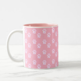 Caneca De Café Em Dois Tons Patas brancas fofas em rosa