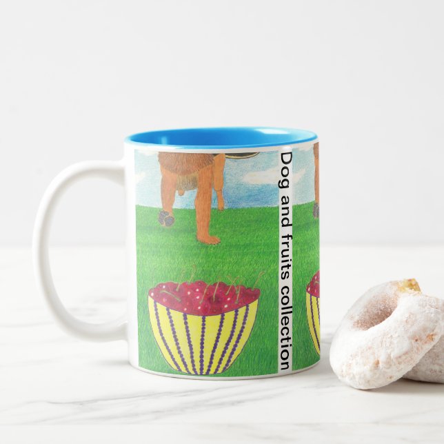 Caneca De Café Em Dois Tons Patas de cachorro e cereja (Com Donut)
