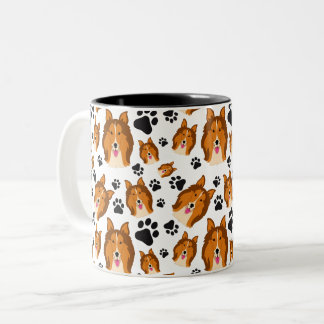Caneca De Café Em Dois Tons Patas do filhote de cachorro do cão de Scotland