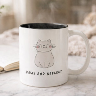 Caneca De Café Em Dois Tons Patas E Refletir Ilustração Divertida Para Amantes