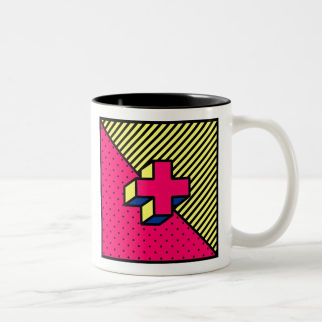 Caneca De Café Em Dois Tons Patch Neo-Memphis - Sinal Cross/Plus (Direita)