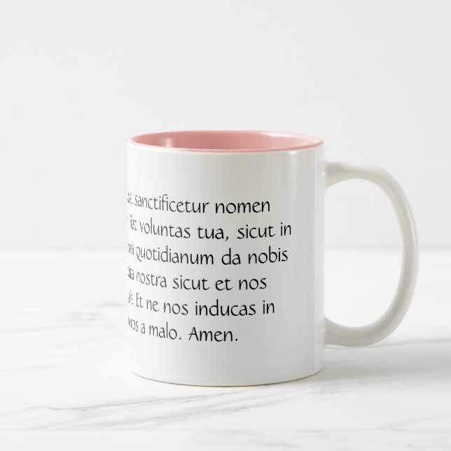 Caneca De Café Em Dois Tons Pater Noster ou nossa oração do pai no latino (Direita)