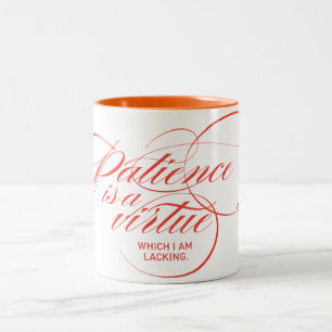 Caneca De Café Em Dois Tons Patience Is a Virtue Twist Vermelho