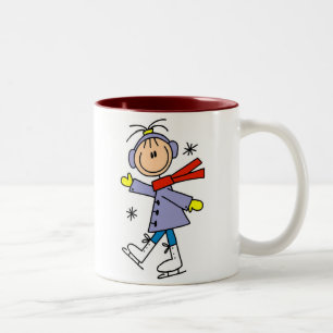 Caneca De Café Em Dois Tons Patinagem no gelo do inverno