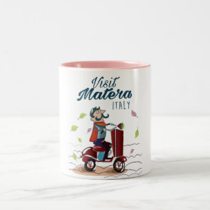 Caneca De Café Em Dois Tons Patinete de desenho da Itália de Matera