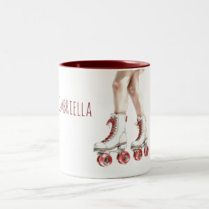 Caneca De Café Em Dois Tons Patins Coloridos Vermelho Branco