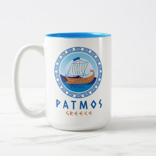 Caneca De Café Em Dois Tons Patmos, Grécia Projeto de Navio Grego