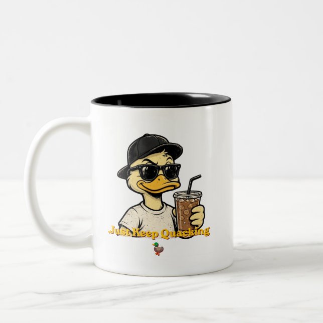Caneca De Café Em Dois Tons Pato – Continue Quacando (Esquerda)