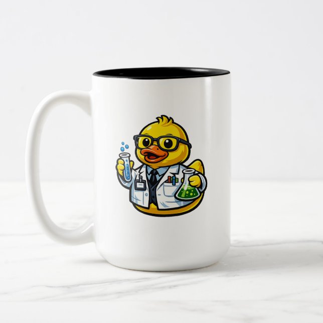 Caneca De Café Em Dois Tons Pato de Borracha Cientista (Esquerda)