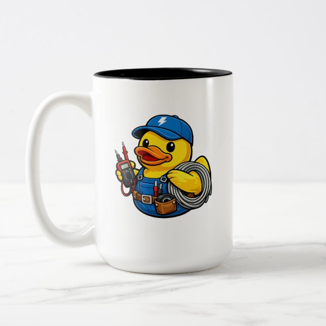 Caneca De Café Em Dois Tons Pato Elétrico Borracha (Esquerda)