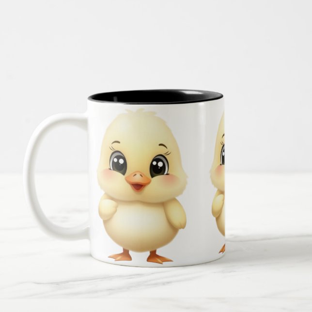 Caneca De Café Em Dois Tons Pato Pequeno e Bonito (Esquerda)