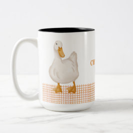 Caneca De Café Em Dois Tons Pato Personalizado – Design de Animal de Fazenda F