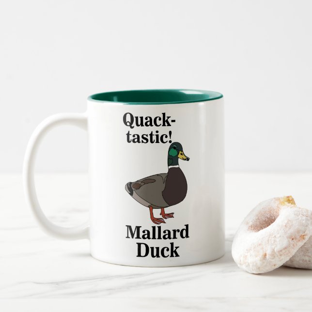 Caneca De Café Em Dois Tons Pato Quack-Tástico  (Com Donut)