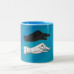 Caneca De Café Em Dois Tons Pato Sombra em Azul