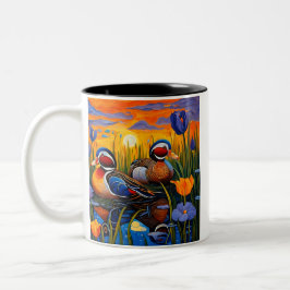 Caneca De Café Em Dois Tons Patos nos juncos