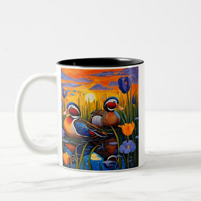 Caneca De Café Em Dois Tons Patos nos juncos (Esquerda)