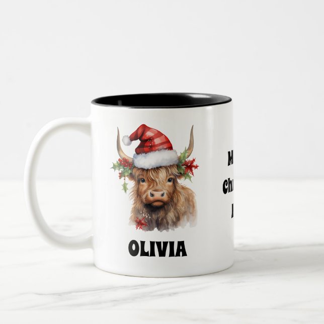 Caneca De Café Em Dois Tons Pátria de Natal Calf Festivo Personalizado (Esquerda)