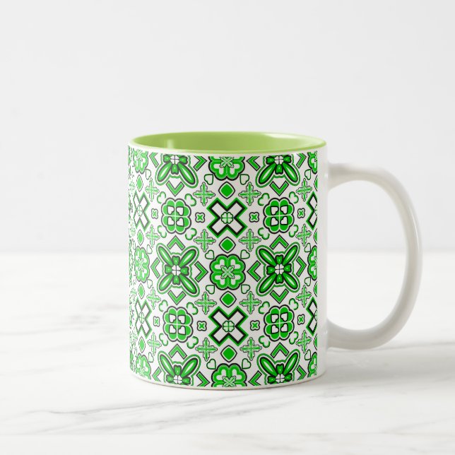 Caneca De Café Em Dois Tons Patrick Padrão Verde Rico (Direita)