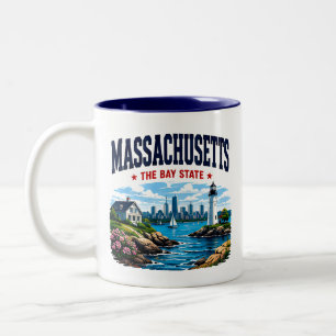 Caneca De Café Em Dois Tons Patrimônio Costeiro de Massachusetts