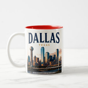 Caneca De Café Em Dois Tons Patrimônio Urbano de Dallas Texas