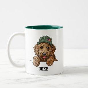 Caneca De Café Em Dois Tons Patriota Goldendoodle Cute