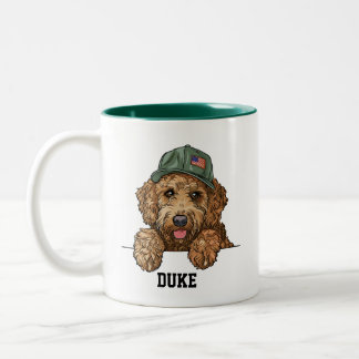 Caneca De Café Em Dois Tons Patriota Goldendoodle Cute