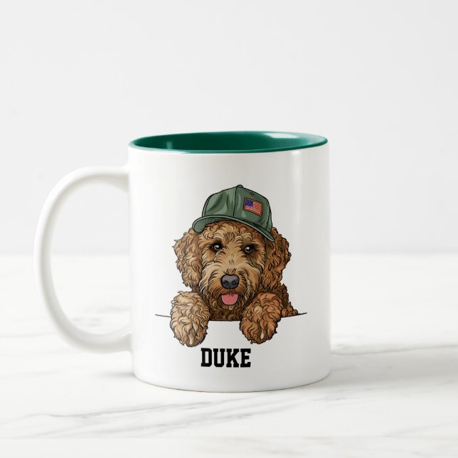 Caneca De Café Em Dois Tons Patriota Goldendoodle Cute (Esquerda)
