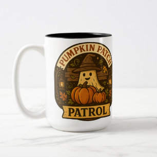 Caneca De Café Em Dois Tons Patrulha do Pomar de Abóboras Halloween
