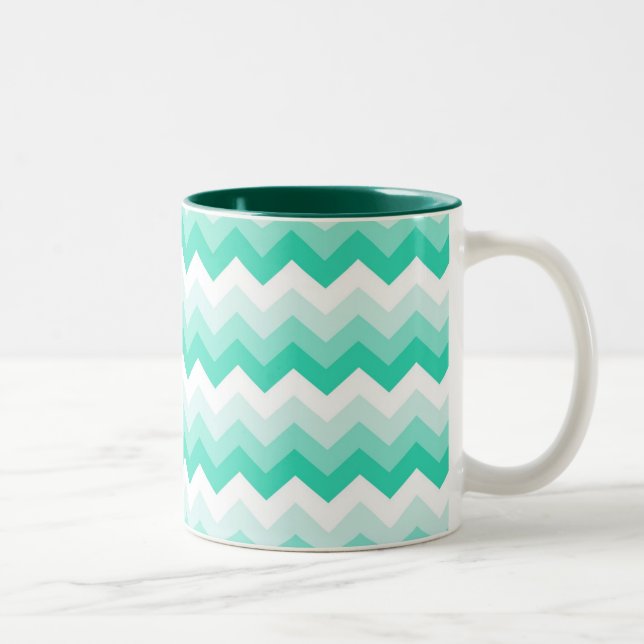 Caneca De Café Em Dois Tons Patrulha Zigzag (Turquoise, groen) (Direita)