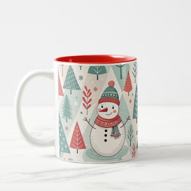 Caneca De Café Em Dois Tons Pattern Christmas Scandinavian (Esquerda)