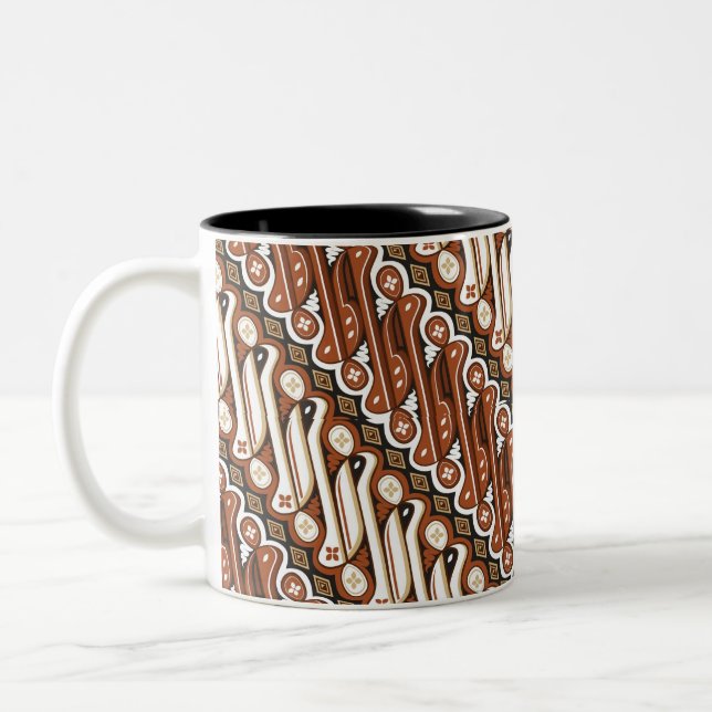 Caneca De Café Em Dois Tons Pattern Indonésio batik  (Esquerda)