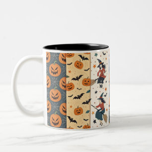 Caneca De Café Em Dois Tons "Patterno de Halloween Spooky Mug"