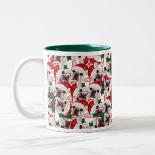 Caneca De Café Em Dois Tons Patterno de Natal Engraçado para Bulldog Francês