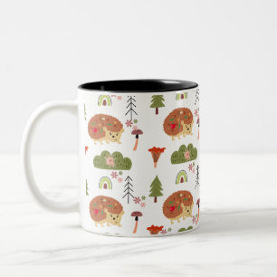 Caneca De Café Em Dois Tons Patterno Floral Arco-Íris Floral do Porco-Inglês