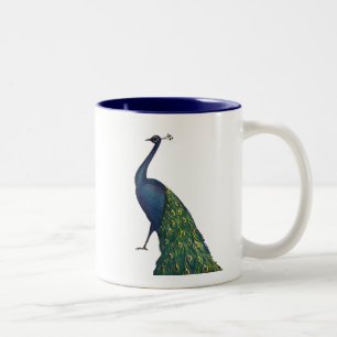 Caneca De Café Em Dois Tons Pavão Vintage