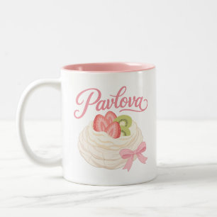 Caneca De Café Em Dois Tons Pavlova - Design de Sobremesa Pastel Coquete