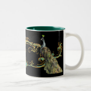 Caneca De Café Em Dois Tons Pavock e Dourado Filigree