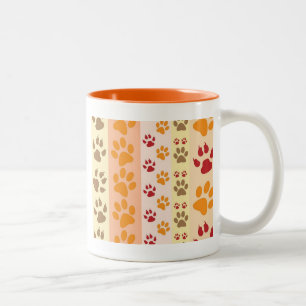 Caneca De Café Em Dois Tons Paw Imprime Pentes De Cachorro Bonitos