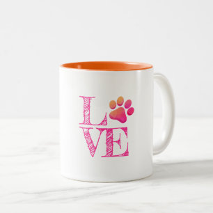 Caneca De Café Em Dois Tons Paw Print AMAVA Família Cor-de-rosa-laranja Brinca