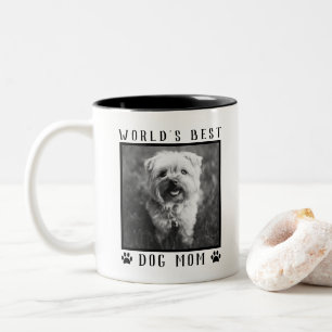 Caneca De Café Em Dois Tons Paw Prints Preto e Branco da Melhor Mãe de Cachorr