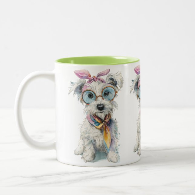 Caneca De Café Em Dois Tons Pawsitively Sassy – Whimsical Dog  (Esquerda)