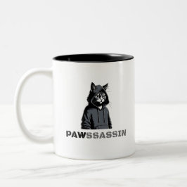 Caneca De Café Em Dois Tons PAWSSASSIN - Hood Cat Coffee Mug