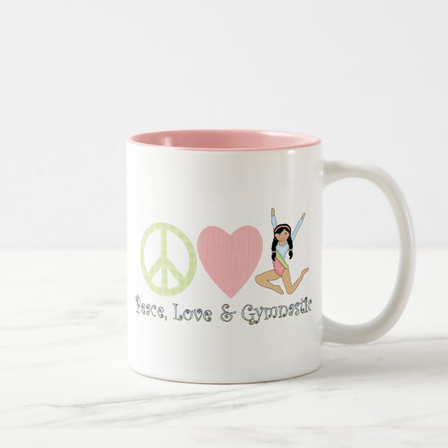 Caneca De Café Em Dois Tons paz amor cabelo preto (Direita)