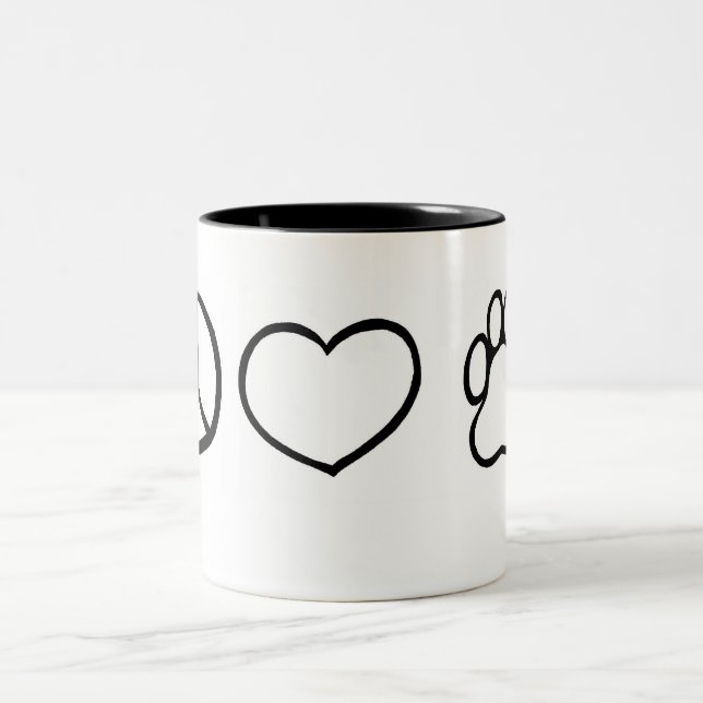 Caneca De Café Em Dois Tons Paz, amor, cães (Centro)