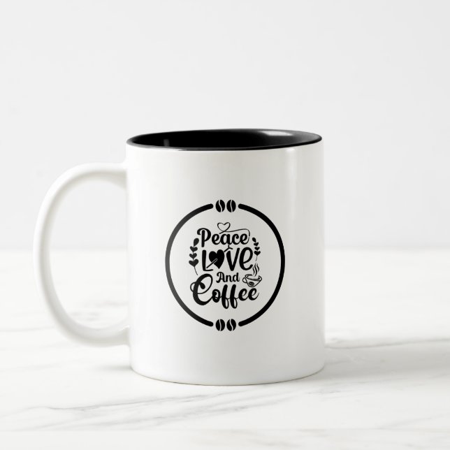 Caneca De Café Em Dois Tons Paz, Amor e Café (Esquerda)