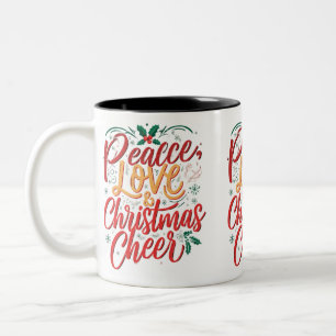 Caneca De Café Em Dois Tons Paz, Amor e Feliz Natal Mug Dois Toneladas - 11 oz